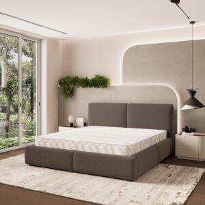 POLSTERBETT FELURO 180x200 cm mit Bettkästen - Braun Holz MASSENO Möbel > Betten > Polsterbetten Braun