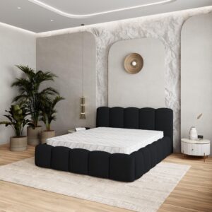 wohnli-moebel-suche-800001224351-1 POLSTERBETT FALINA 140x200 cm mit Bettkästen - Schwarz Holz MASSENO Möbel > Betten > Polsterbetten Schwarz
