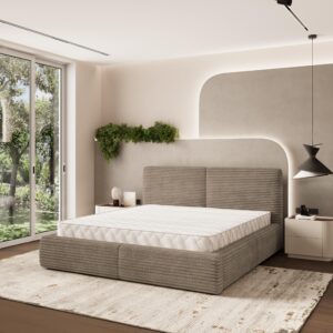 wohnli-moebel-suche-800001224353-1 POLSTERBETT FELURO 160x200 cm mit Bettkästen - Beige Holz MASSENO Möbel > Betten > Polsterbetten Beige