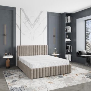 wohnli-moebel-suche-800001224395-1 POLSTERBETT CARMIA 160x200 cm mit Bettkästen - Beige Holz MASSENO Möbel > Betten > Polsterbetten Beige