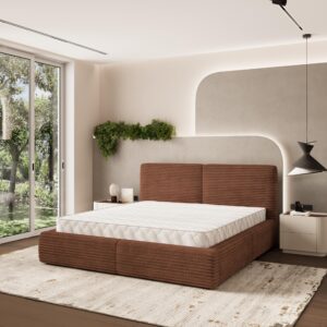 wohnli-moebel-suche-800001224396-1 POLSTERBETT FELURO 140x200 cm mit Bettkästen - Braun Holz MASSENO Möbel > Betten > Polsterbetten Braun