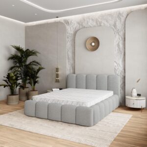 wohnli-moebel-suche-800001224405-1 POLSTERBETT FALINA 180x200 cm mit Bettkästen - Hellgrau Holz MASSENO Möbel > Betten > Polsterbetten Grau