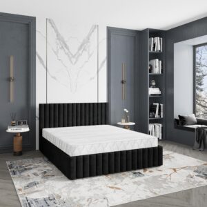 wohnli-moebel-suche-800001224406-1 POLSTERBETT CARMIA 160x200 cm mit Bettkästen - Schwarz Holz MASSENO Möbel > Betten > Polsterbetten Schwarz