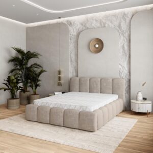 wohnli-moebel-suche-800001224430-1 POLSTERBETT FALINA 180x200 cm mit Bettkästen - Beige Holz MASSENO Möbel > Betten > Polsterbetten Beige