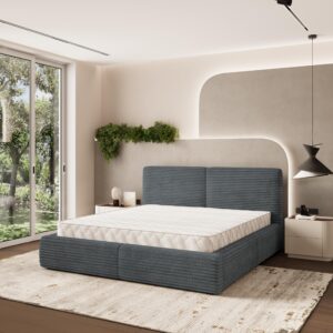 wohnli-moebel-suche-800001224431-1 POLSTERBETT FELURO 180x200 cm mit Bettkästen - Grau Holz MASSENO Möbel > Betten > Polsterbetten Grau