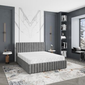 wohnli-moebel-suche-800001224441-1 POLSTERBETT CARMIA 140x200 cm mit Bettkästen - Grau Holz MASSENO Möbel > Betten > Polsterbetten Grau