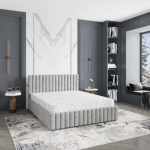 wohnli-moebel-suche-800001224451-1 POLSTERBETT CARMIA 140x200 cm mit Bettkästen - Hellgrau Holz MASSENO Möbel > Betten > Polsterbetten Grau