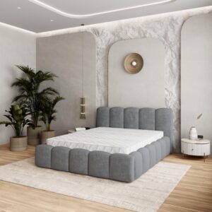 wohnli-moebel-suche-800001224459-1 POLSTERBETT FALINA 140x200 cm mit Bettkästen - Grau Holz MASSENO Möbel > Betten > Polsterbetten Grau
