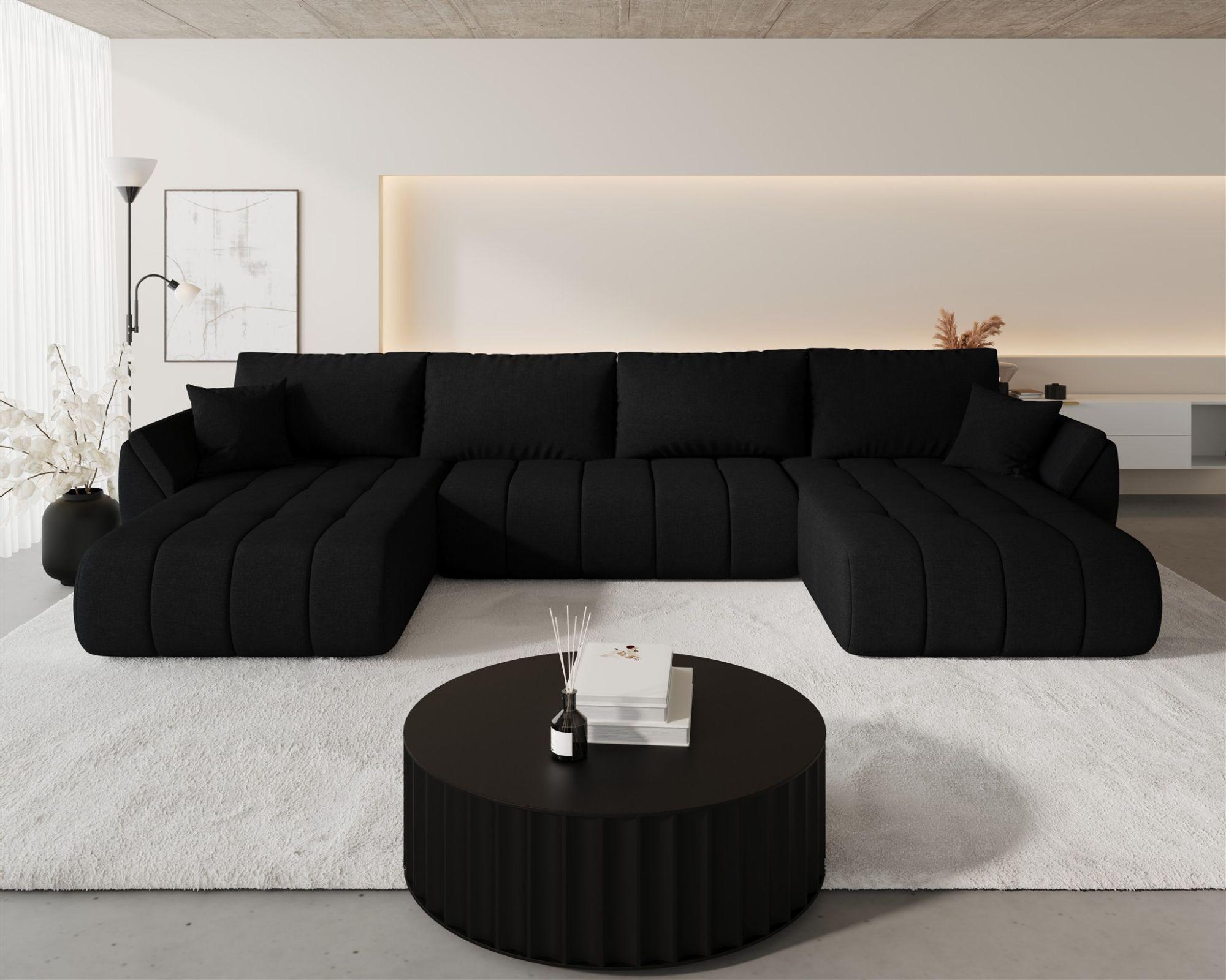 WOHNLANDSCHAFT Misato In Wind Textil Fun Möbel Möbel > Sofas & Couches > Wohnlandschaften > Wohnlandschaften U-Form Schwarz