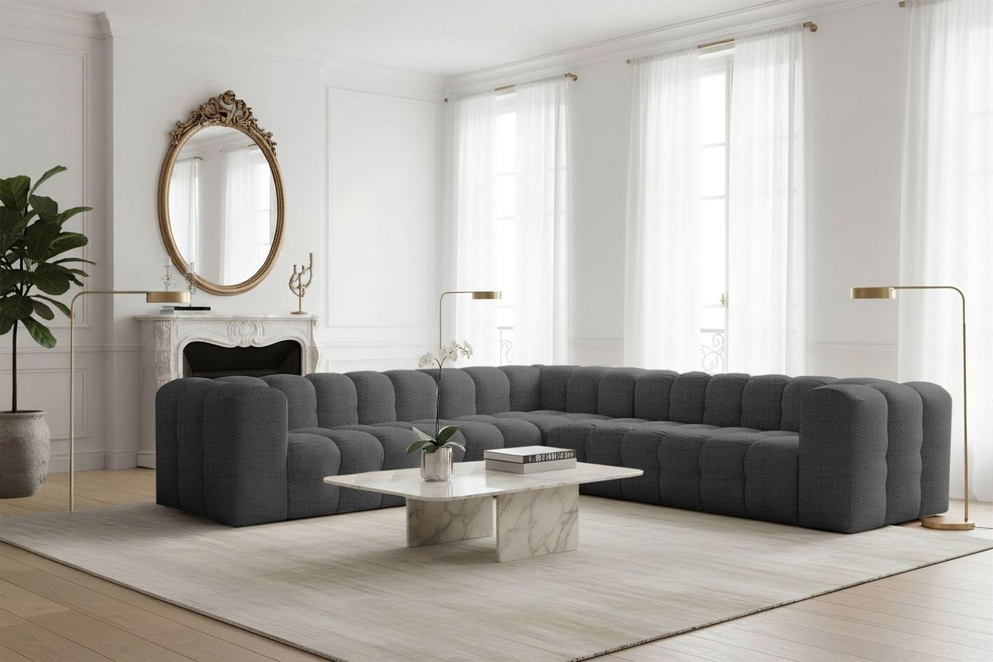 ECKSOFA Solvie In Moly Textil Fun Möbel Möbel > Sofas & Couches > Wohnlandschaften > Ecksofas Anthrazit