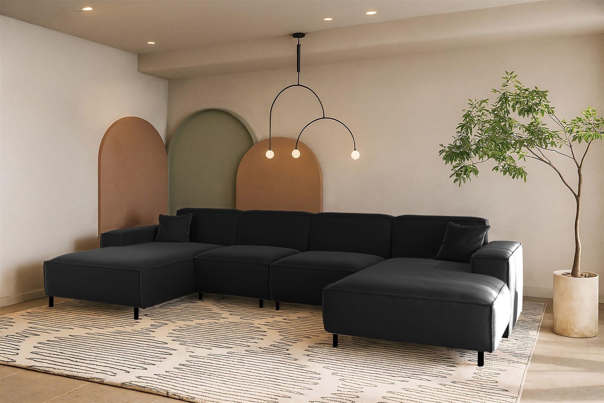 wohnli-moebel-suche-800001225952-1 WOHNLANDSCHAFT Gloria In Tiffani Textil Fun Möbel Möbel > Sofas & Couches > Wohnlandschaften > Wohnlandschaften U-Form Schwarz