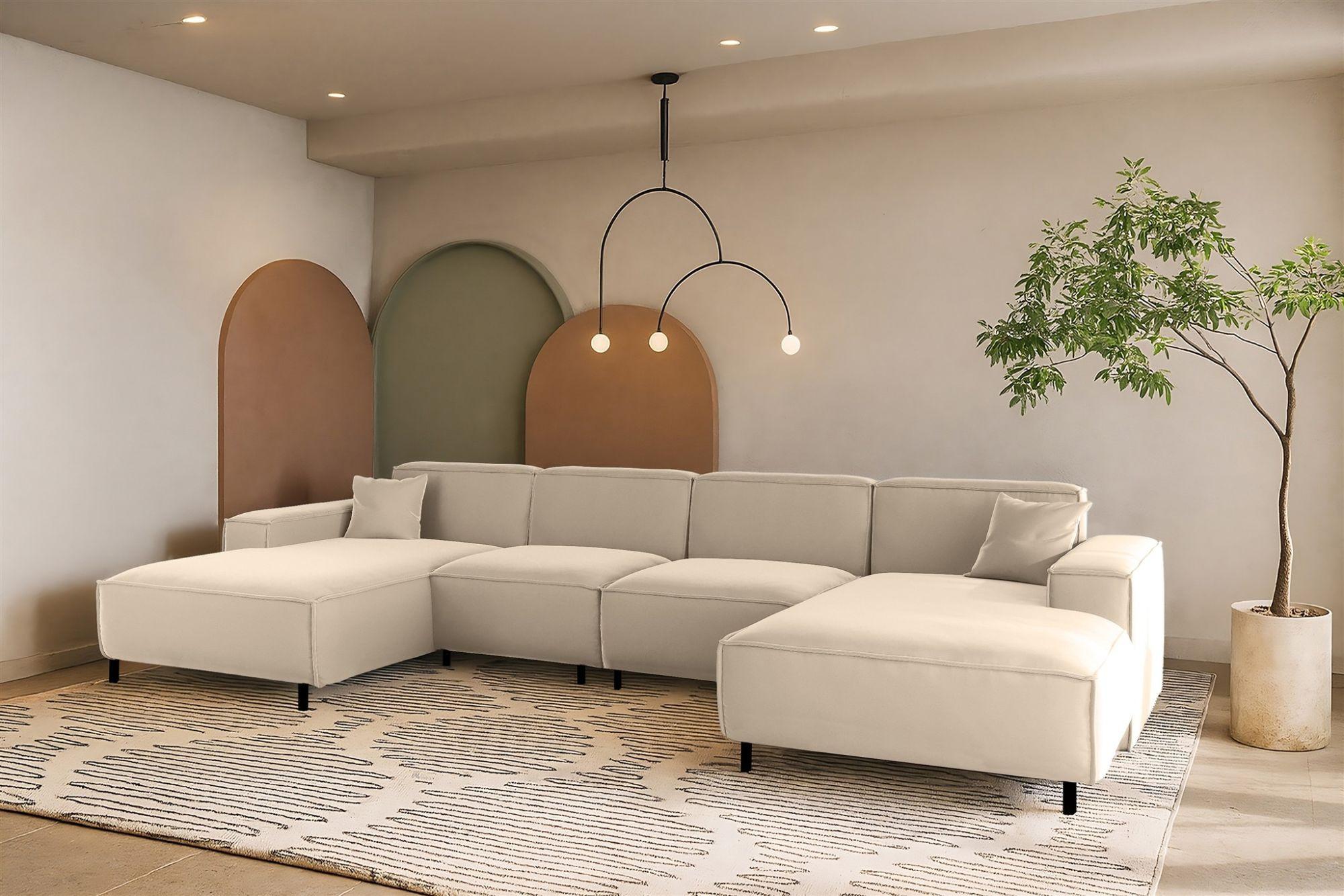 WOHNLANDSCHAFT Gloria In Tiffani Textil Fun Möbel Möbel > Sofas & Couches > Wohnlandschaften > Wohnlandschaften U-Form Beige