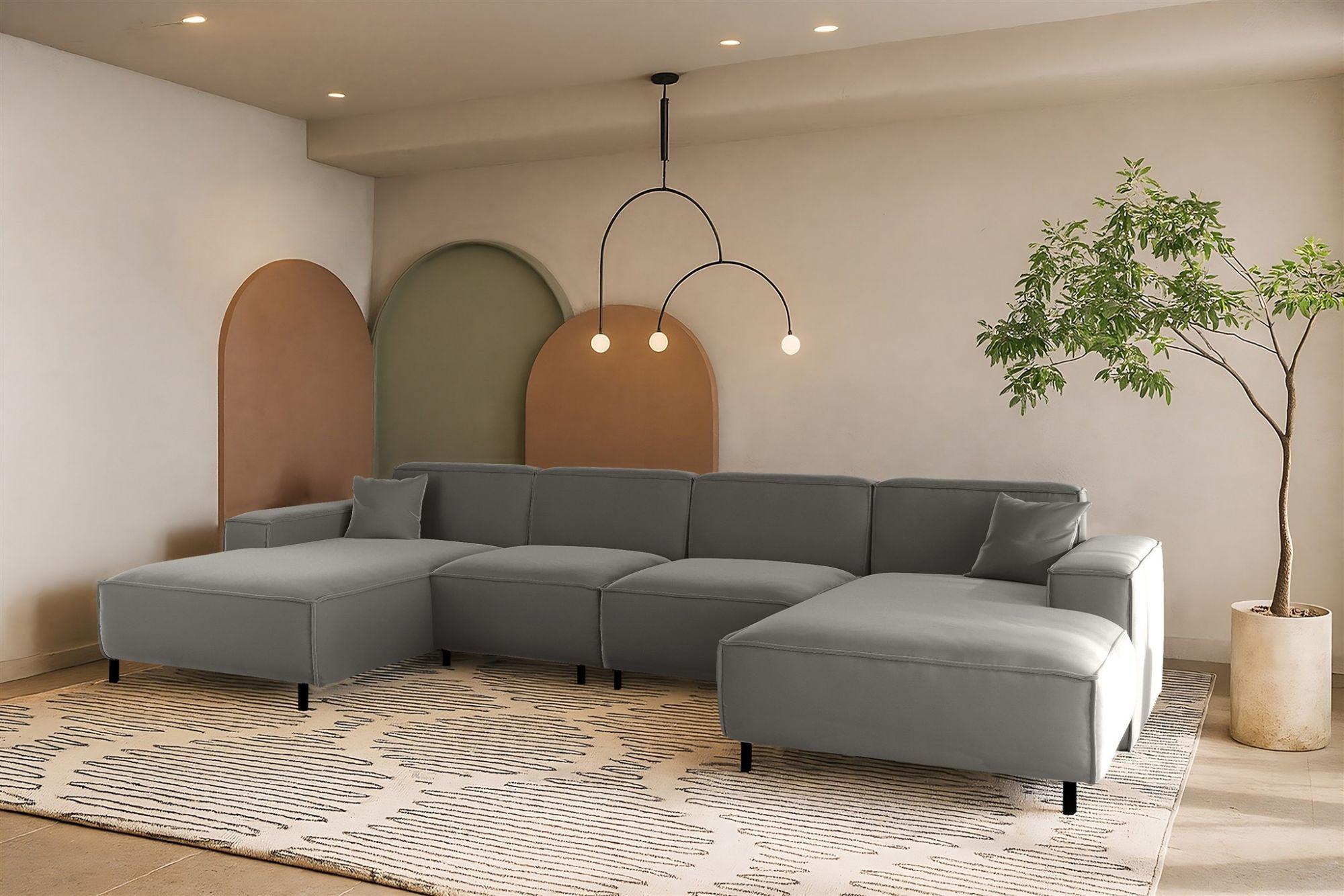 wohnli-moebel-suche-800001225955-1 WOHNLANDSCHAFT Gloria In Tiffani Textil Fun Möbel Möbel > Sofas & Couches > Wohnlandschaften > Wohnlandschaften U-Form Grau