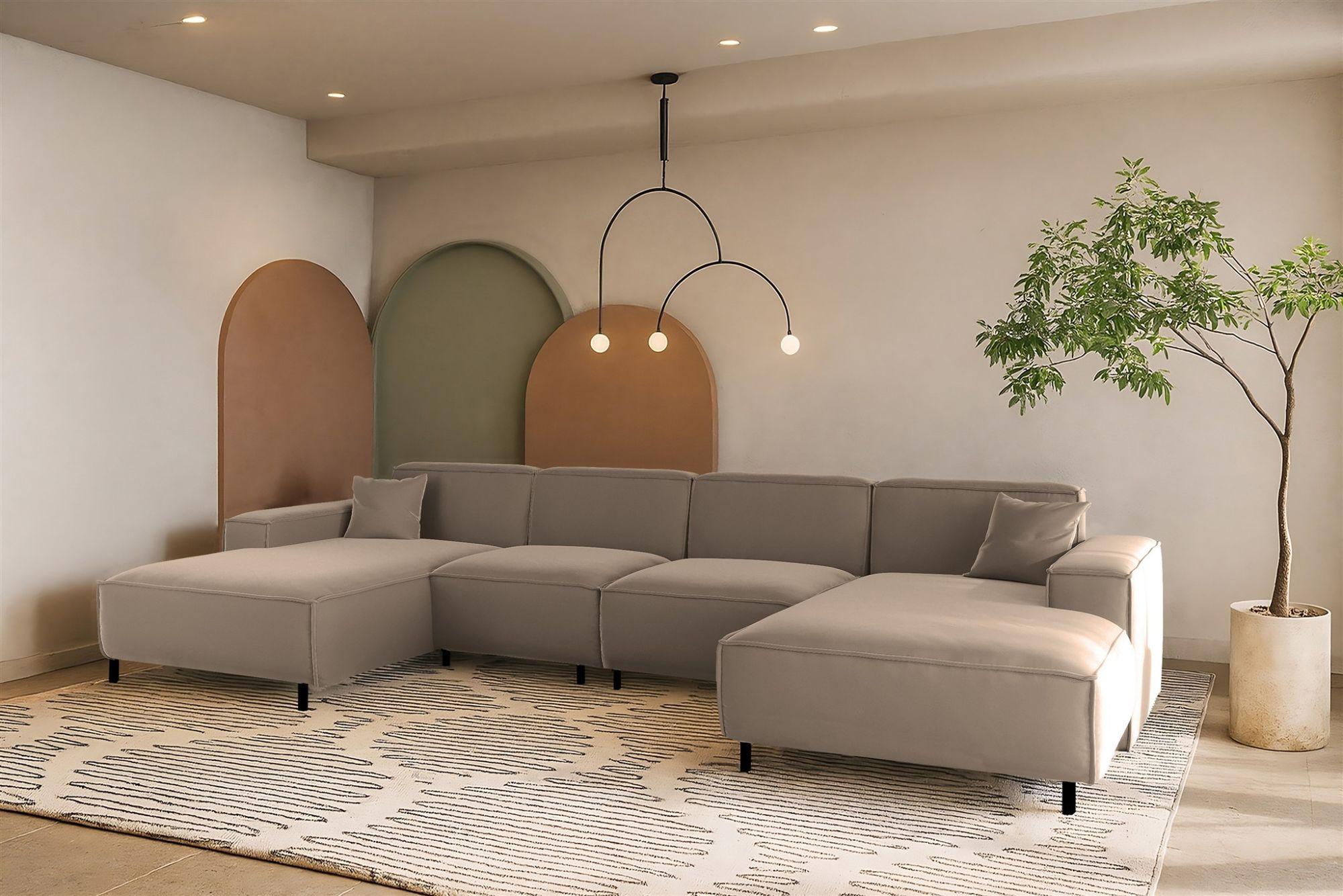WOHNLANDSCHAFT Gloria In Tiffani Textil Fun Möbel Möbel > Sofas & Couches > Wohnlandschaften > Wohnlandschaften U-Form Taupe