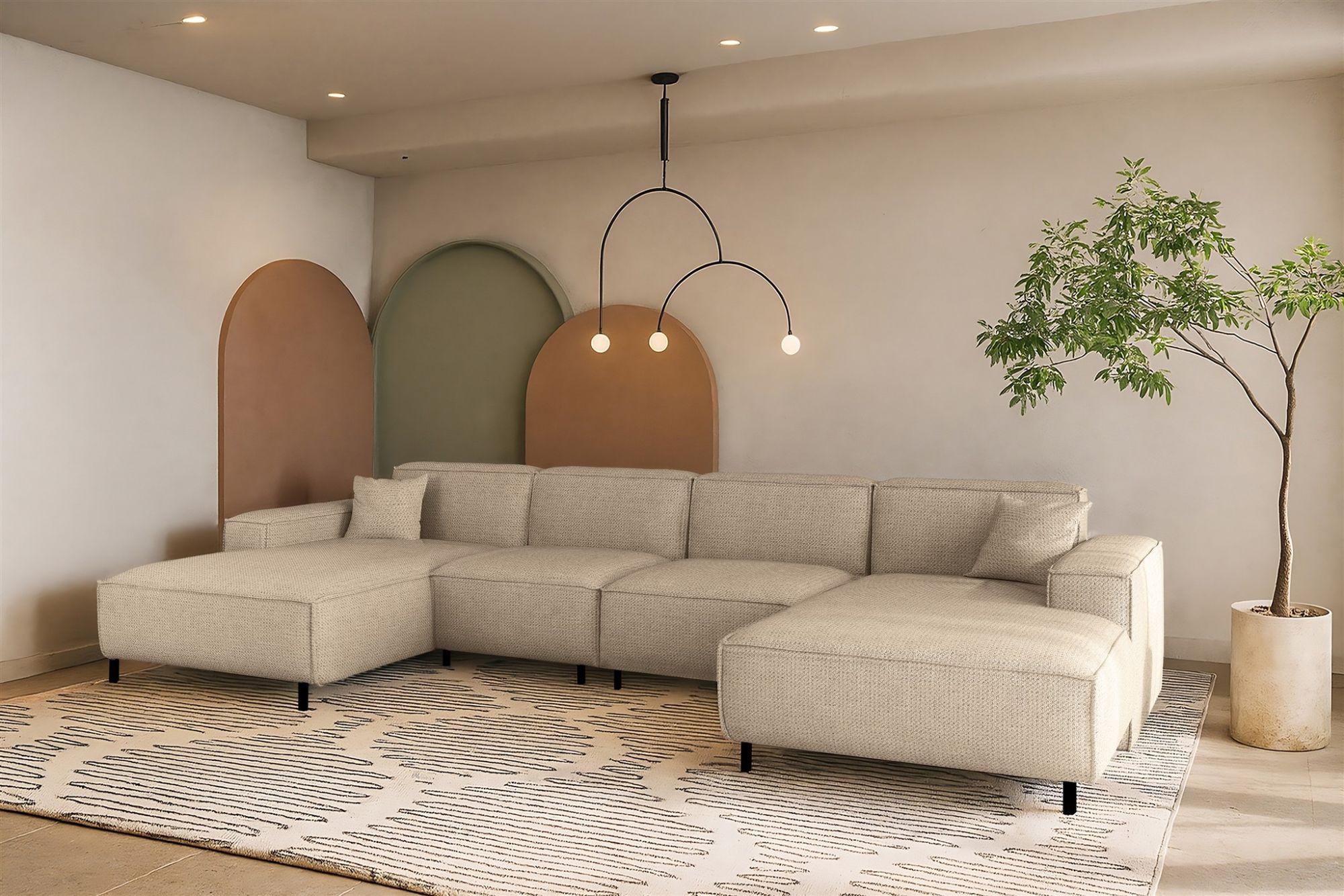 wohnli-moebel-suche-800001226021-1 WOHNLANDSCHAFT Gloria In Artico Textil Fun Möbel Möbel > Sofas & Couches > Wohnlandschaften > Wohnlandschaften U-Form Beige
