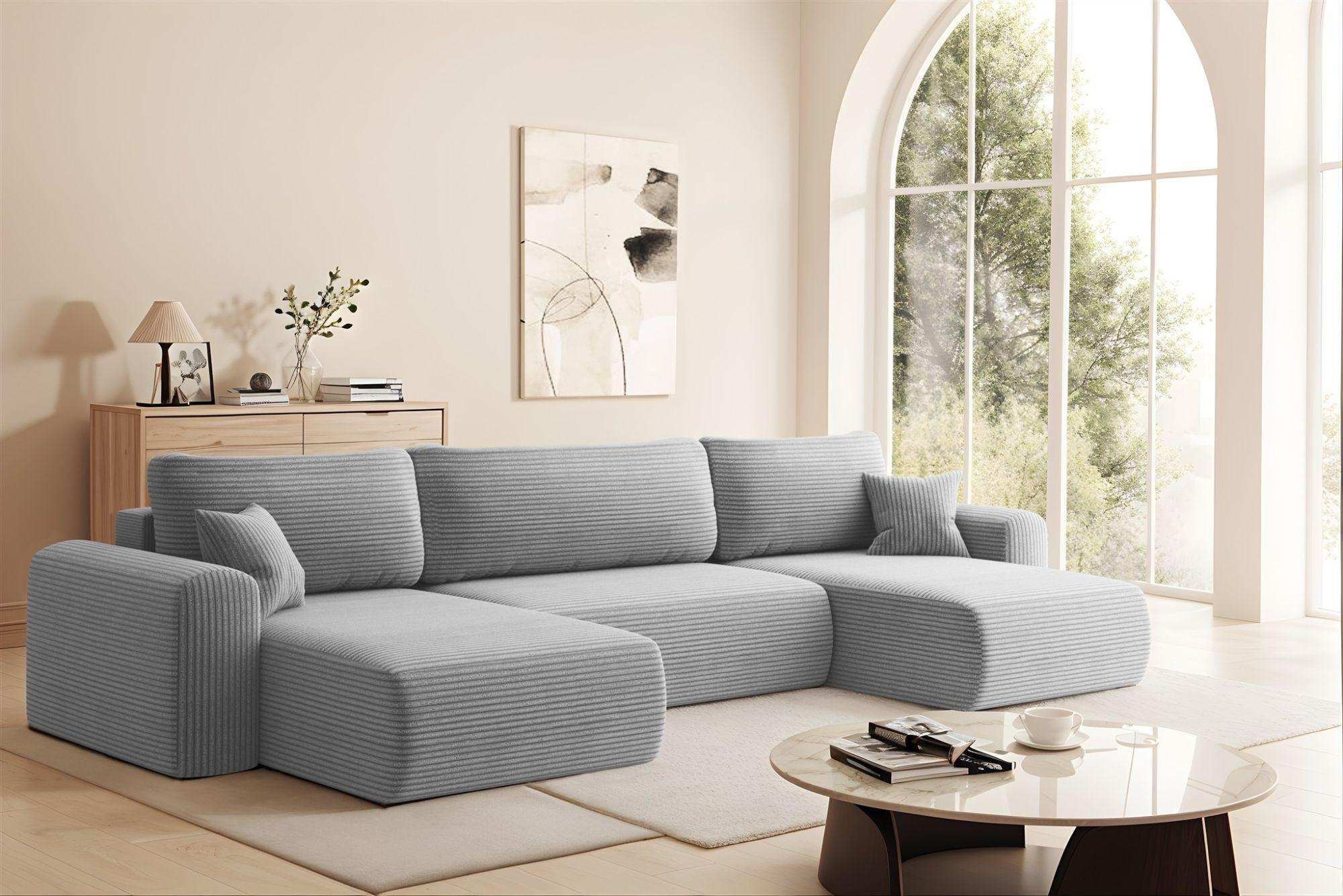 WOHNLANDSCHAFT Flora In Poso Textil Fun Möbel Möbel > Sofas & Couches > Wohnlandschaften > Wohnlandschaften U-Form Grau