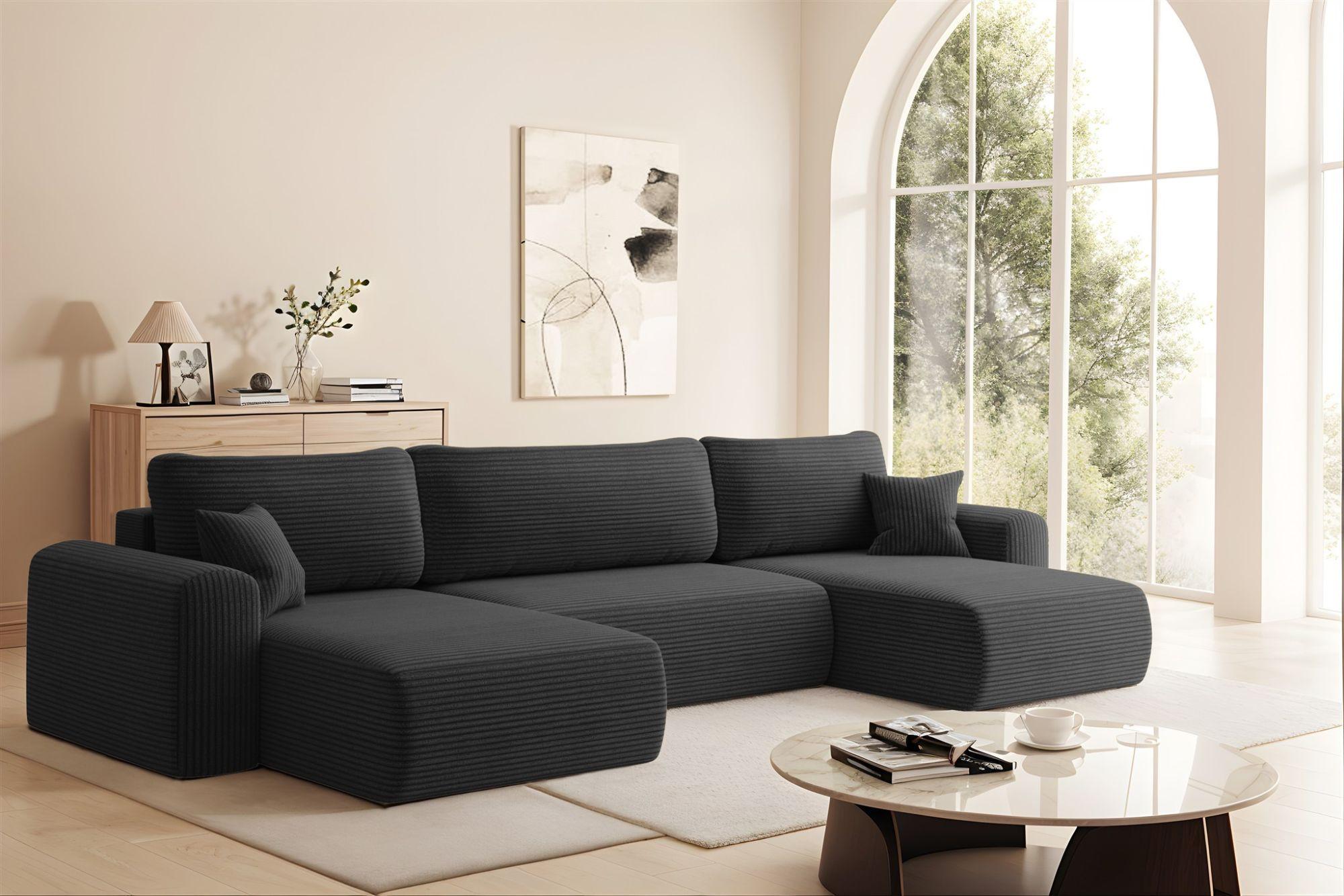WOHNLANDSCHAFT Flora In Poso Textil Fun Möbel Möbel > Sofas & Couches > Wohnlandschaften > Wohnlandschaften U-Form Schwarz