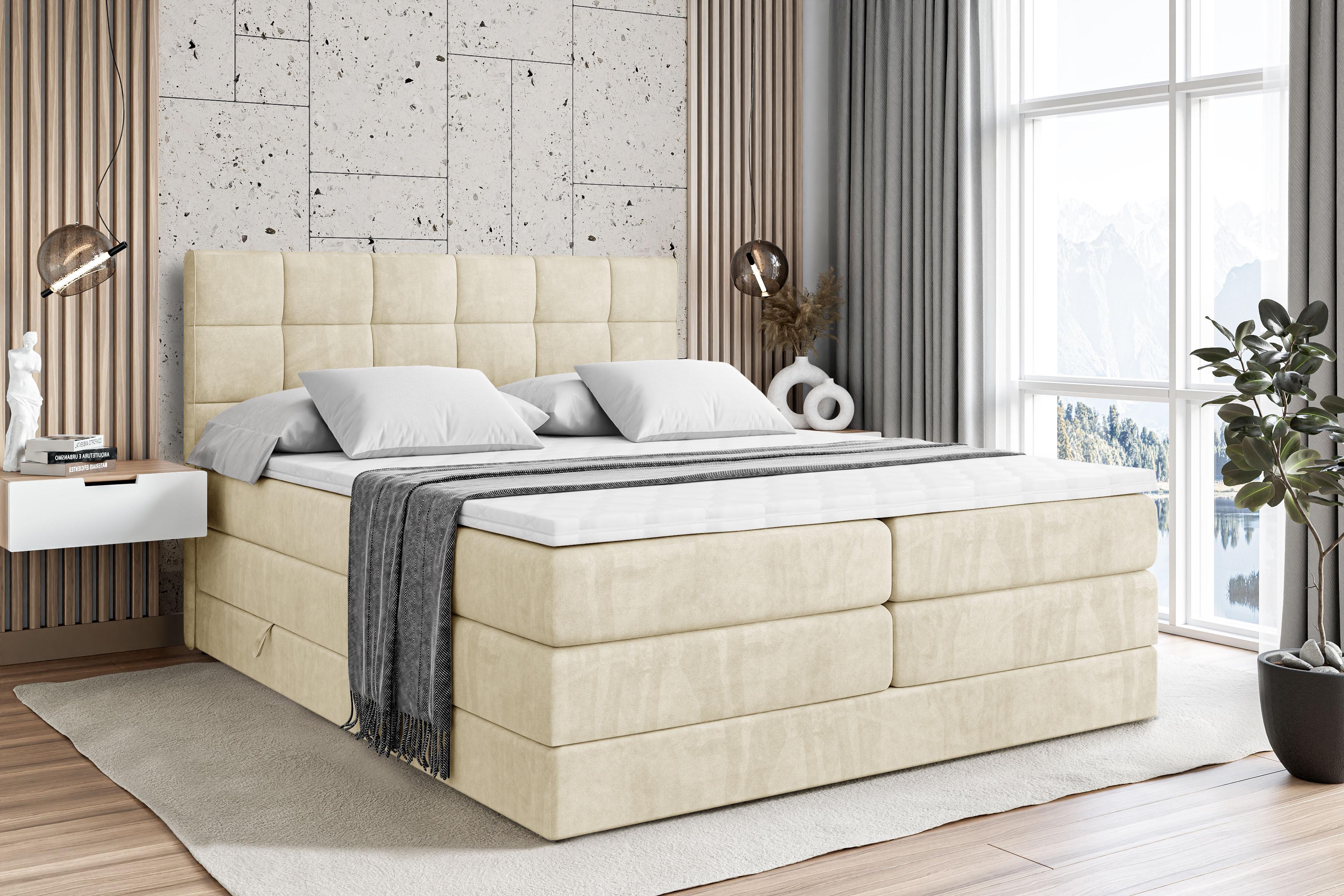BOXSPRINGBETT APO KING - 140 x 200 - H3/H4 - Beige Holzwerkstoff ALTDECOR Möbel > Betten > Boxspringbetten Beige