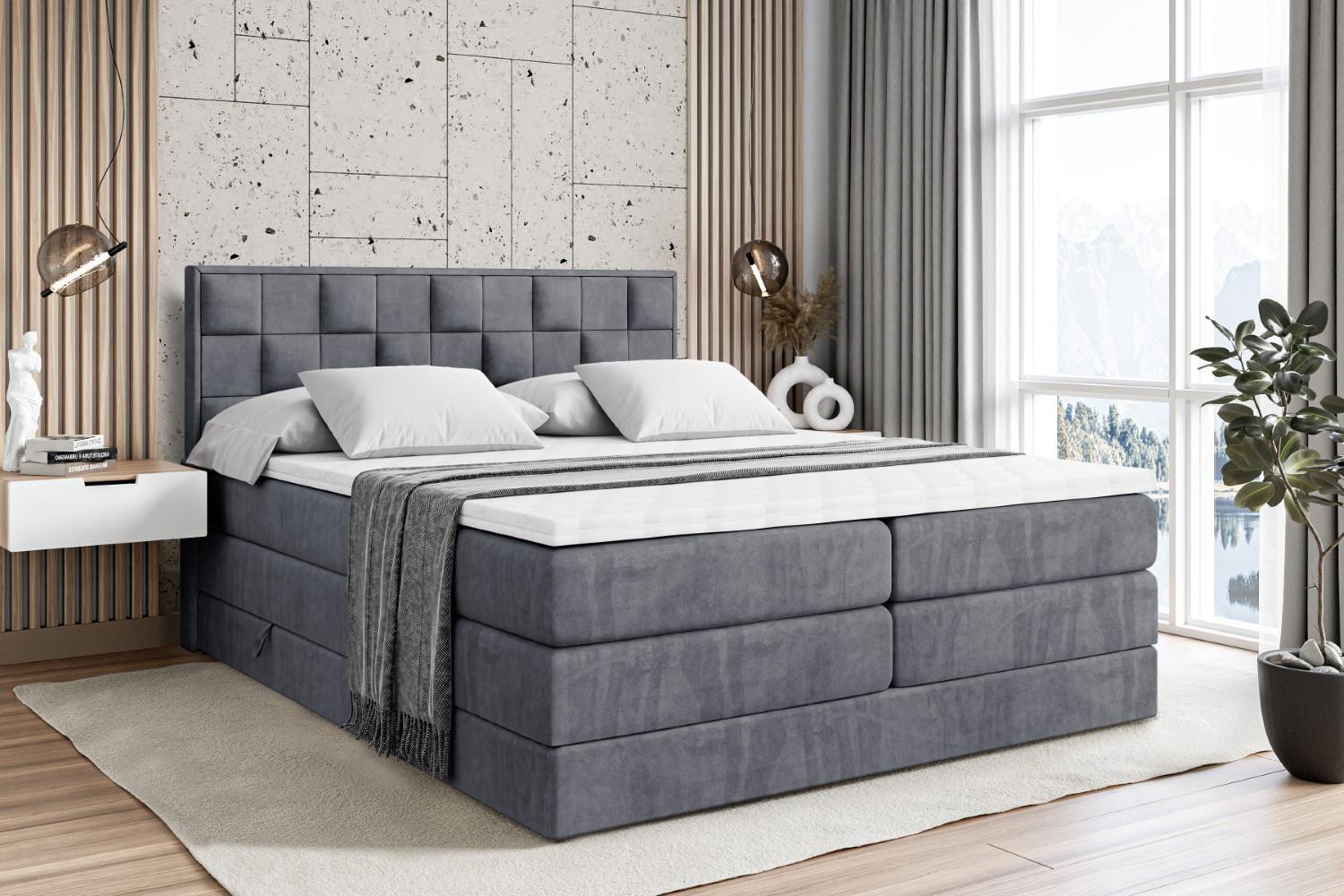 wohnli-moebel-suche-800001227122-1 BOXSPRINGBETT ZAFIRA-BZ KING - 180 x 200 - H3/H4 - Dunkelgrau Holzwerkstoff ALTDECOR Möbel > Betten > Boxspringbetten Grau