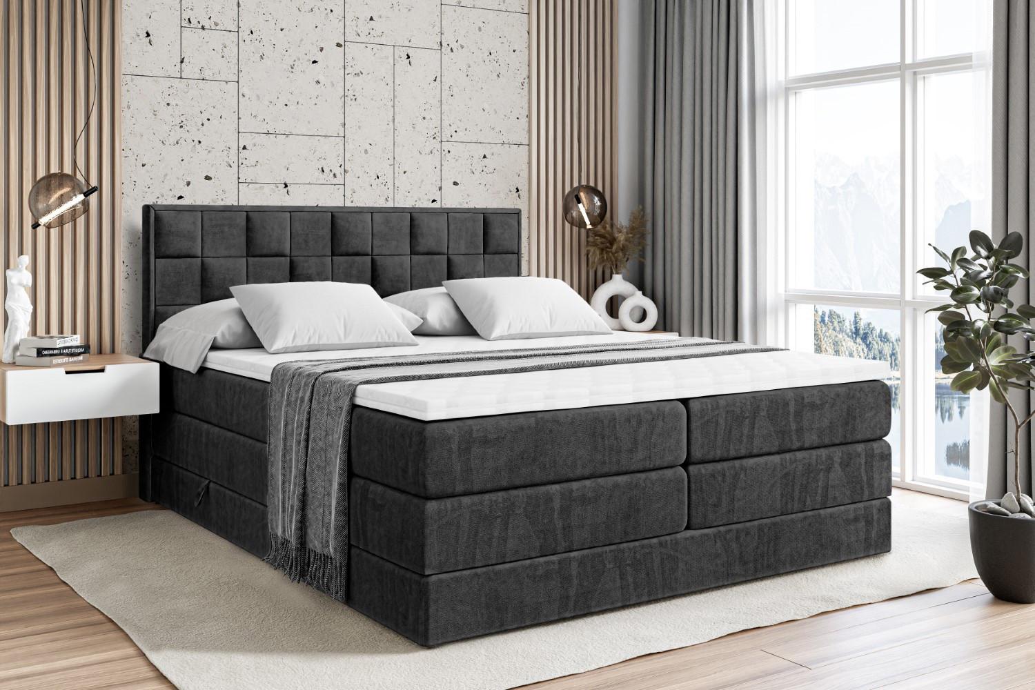 wohnli-moebel-suche-800001227158-1 BOXSPRINGBETT ZAFIRA-BZ KING - 120 x 200 - H3/H4 - Schwarz Holzwerkstoff ALTDECOR Möbel > Betten > Boxspringbetten Schwarz