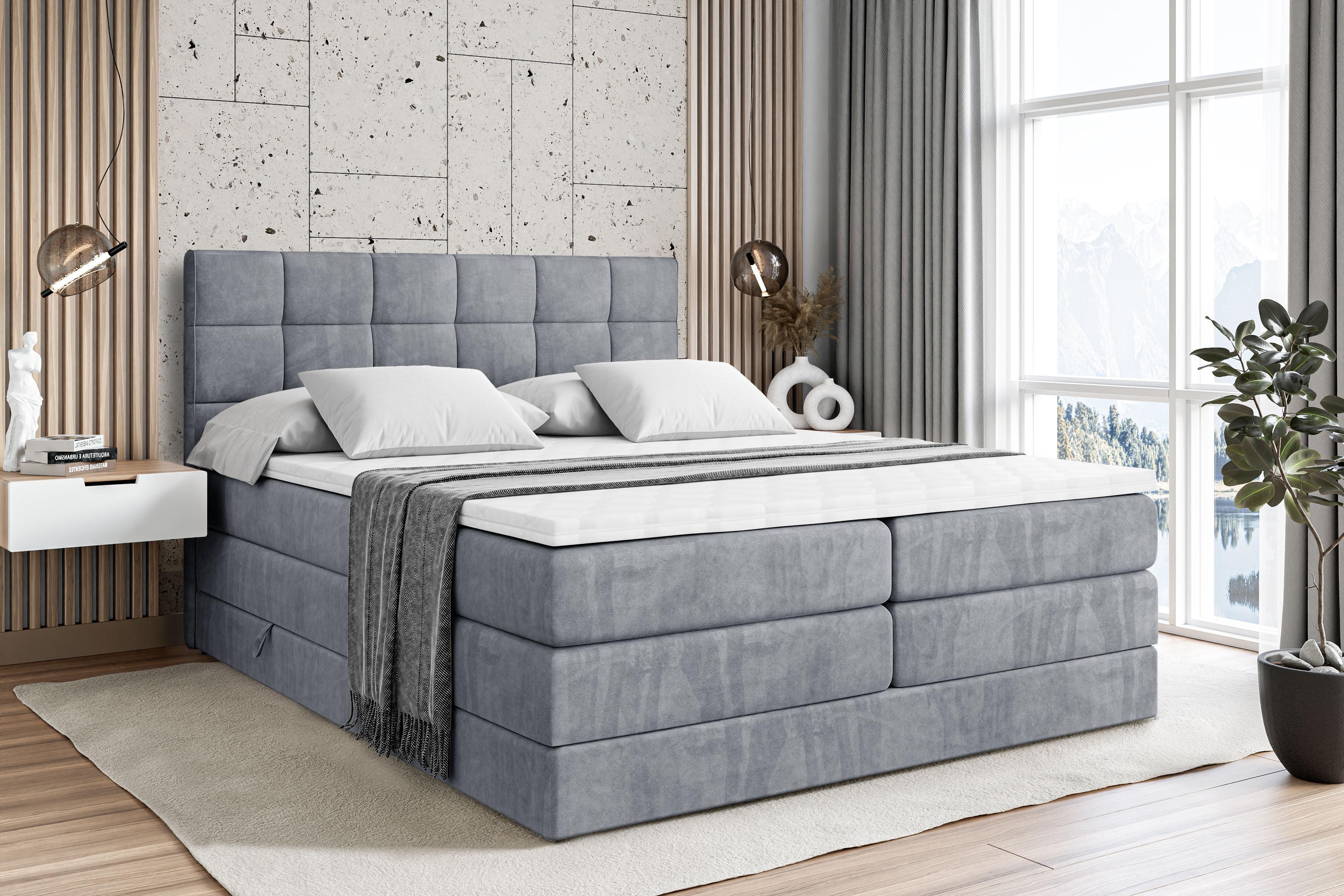 BOXSPRINGBETT APO KING - 140 x 200 - H3/H4 - Grau Holzwerkstoff ALTDECOR Möbel > Betten > Boxspringbetten Grau