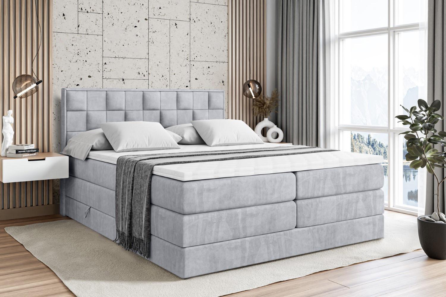 wohnli-moebel-suche-800001227166-1 BOXSPRINGBETT ZAFIRA-BZ KING - 160 x 200 - H3/H4 - Hellgrau Holzwerkstoff ALTDECOR Möbel > Betten > Boxspringbetten Grau