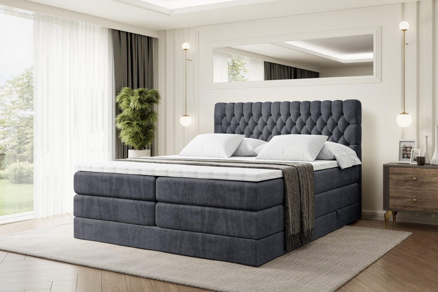 wohnli-moebel-suche-800001227226-1 BOXSPRINGBETT SERENE KING - 180 x 200 - H3/H4 - Dunkelgrau Holzwerkstoff ALTDECOR Möbel > Betten > Boxspringbetten Grau