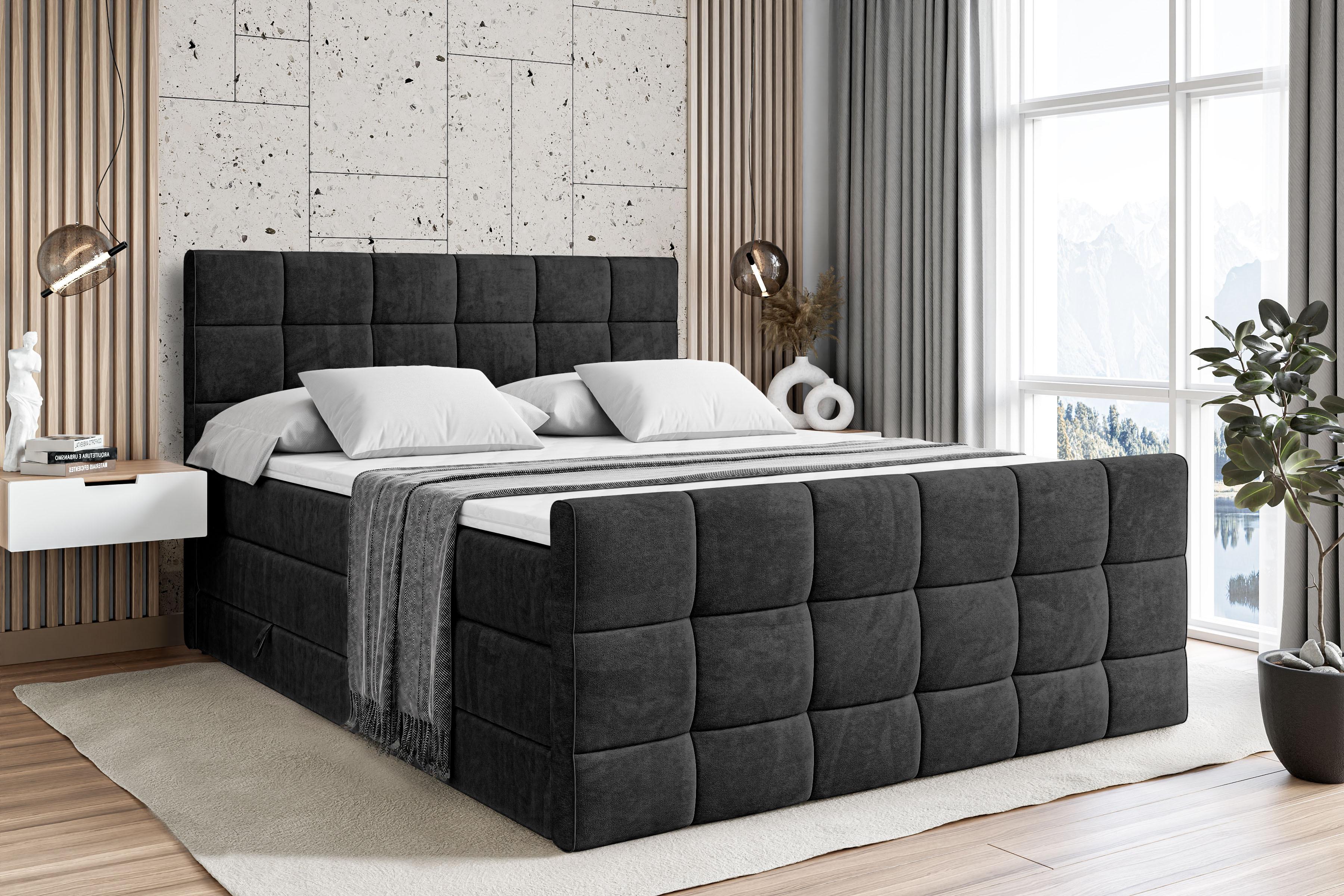 BOXSPRINGBETT APO-Z KING - 160 x 200 - H3/H4 - Schwarz Holzwerkstoff ALTDECOR Möbel > Betten > Boxspringbetten Schwarz