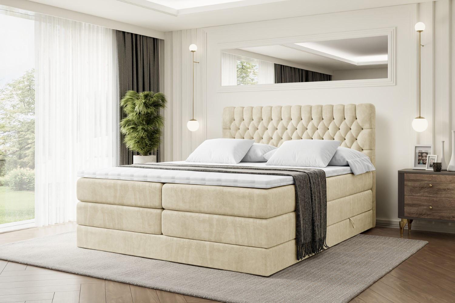 wohnli-moebel-suche-800001227240-1 BOXSPRINGBETT SERENE KING - 200 x 200 - H3/H4 - Beige Holzwerkstoff ALTDECOR Möbel > Betten > Boxspringbetten Beige