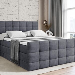BOXSPRINGBETT APO-Z KING - 200 x 200 - H3/H4 - Dunkelgrau Holzwerkstoff ALTDECOR Möbel > Betten > Boxspringbetten Grau