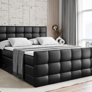 BOXSPRINGBETT APO-Z KING - 200 x 200 - H3/H4 - Schwarz Hochglanz Holzwerkstoff ALTDECOR Möbel > Betten > Boxspringbetten Schwarz