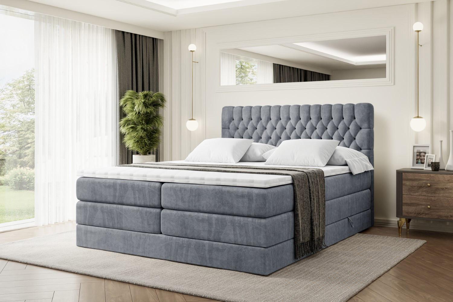 wohnli-moebel-suche-800001227294-1 BOXSPRINGBETT SERENE KING - 200 x 200 - H3/H4 - Grau Holzwerkstoff ALTDECOR Möbel > Betten > Boxspringbetten Grau