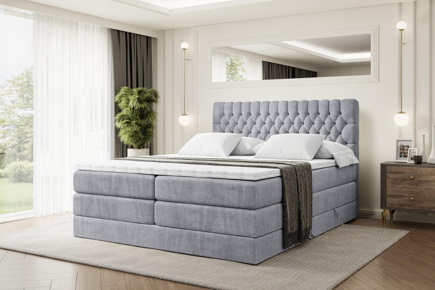 wohnli-moebel-suche-800001227305-1 BOXSPRINGBETT SERENE KING - 120 x 200 - H3/H4 - Hellgrau Holzwerkstoff ALTDECOR Möbel > Betten > Boxspringbetten Grau