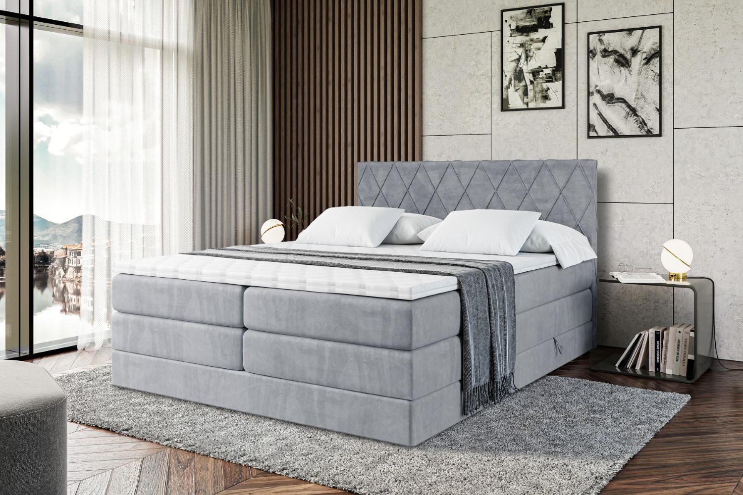 BOXSPRINGBETT LEPARO KING - 160 x 200 - H3/H4 - Grau Holzwerkstoff ALTDECOR Möbel > Betten > Boxspringbetten Grau