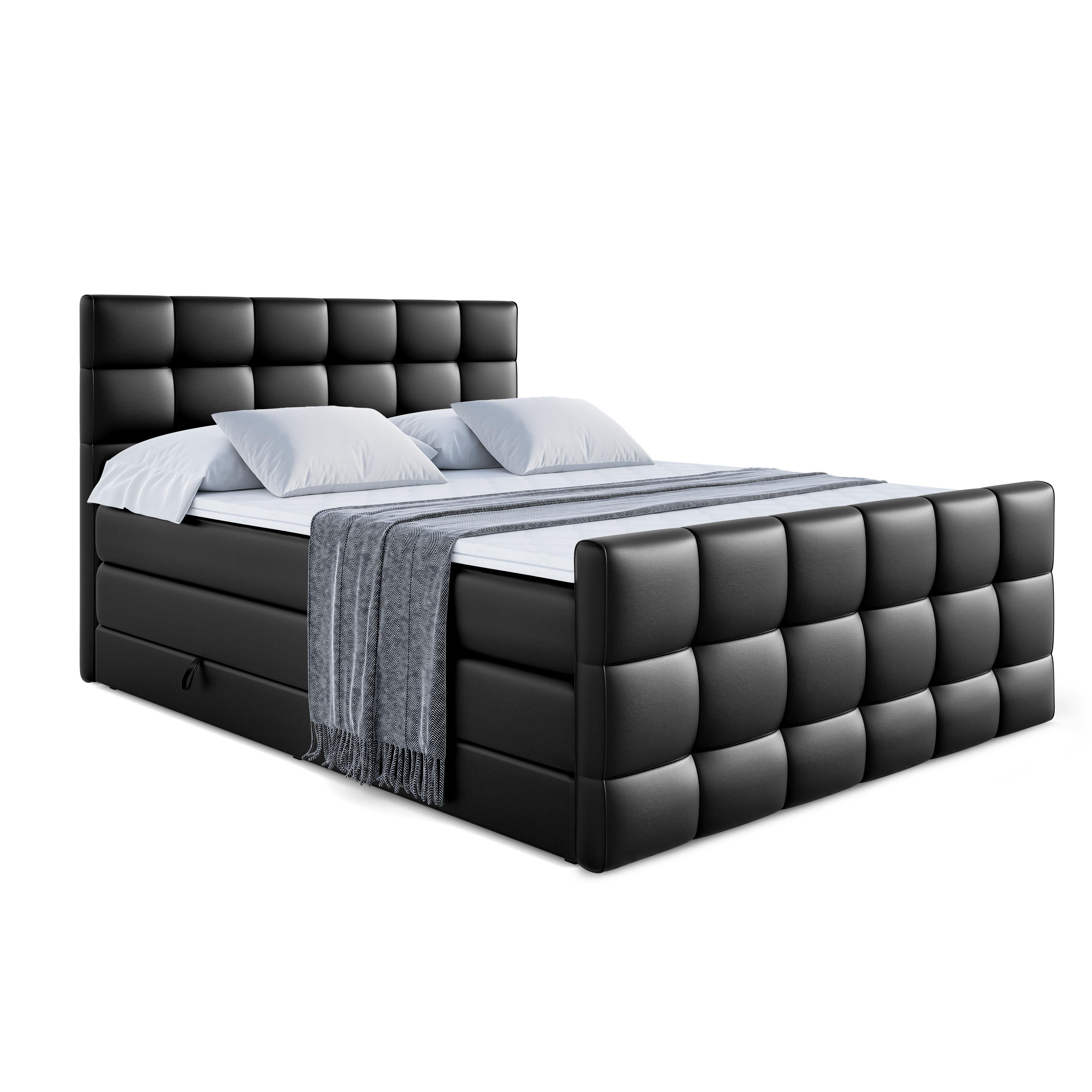 Wohnli Möbelsuche - BOXSPRINGBETT APO-Z KING - 160 x 200 - H3/H4 - Schwarz Hochglanz