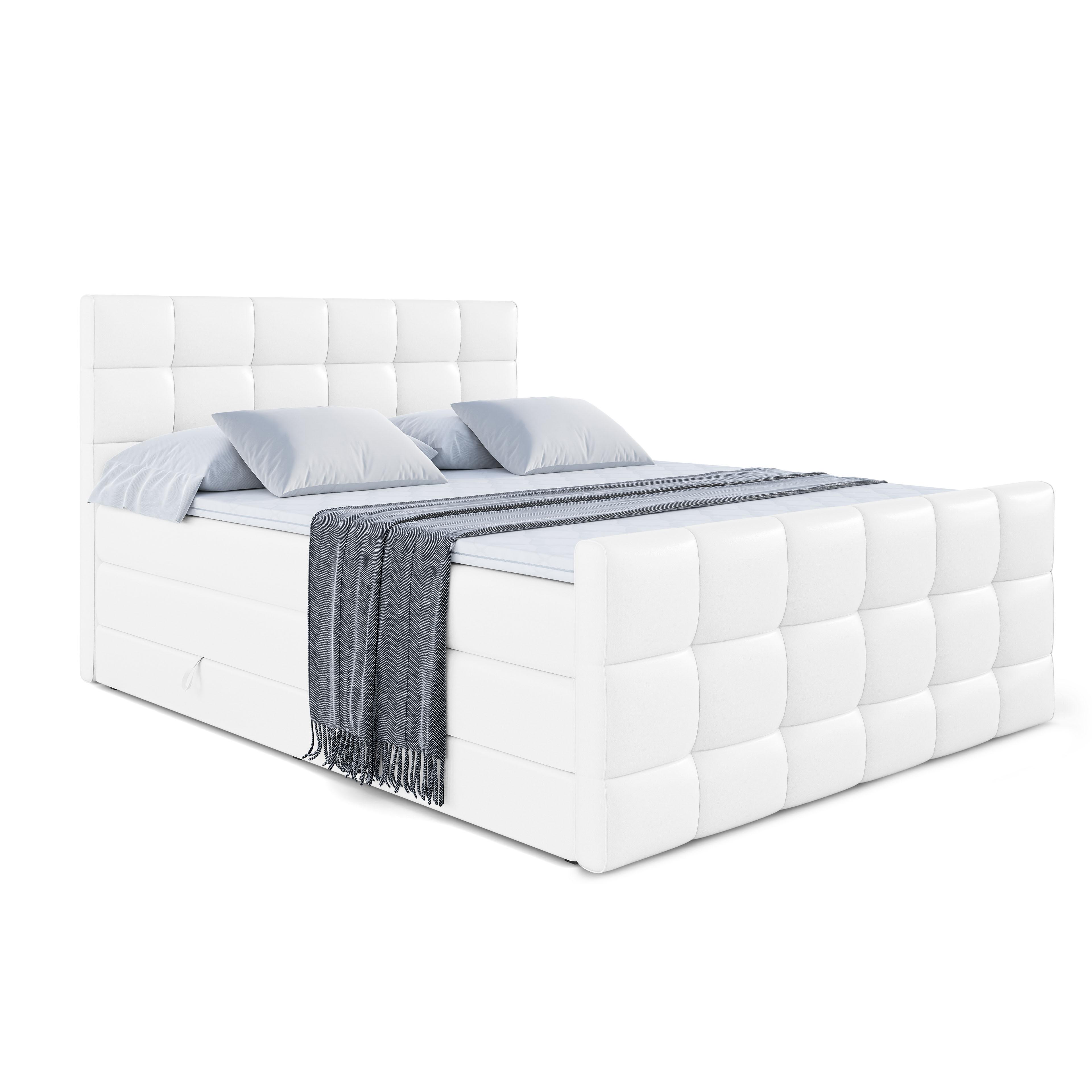 Wohnli Möbelsuche - BOXSPRINGBETT APO-Z KING - 120 x 200 - H3/H4 - Weiß Hochglanz