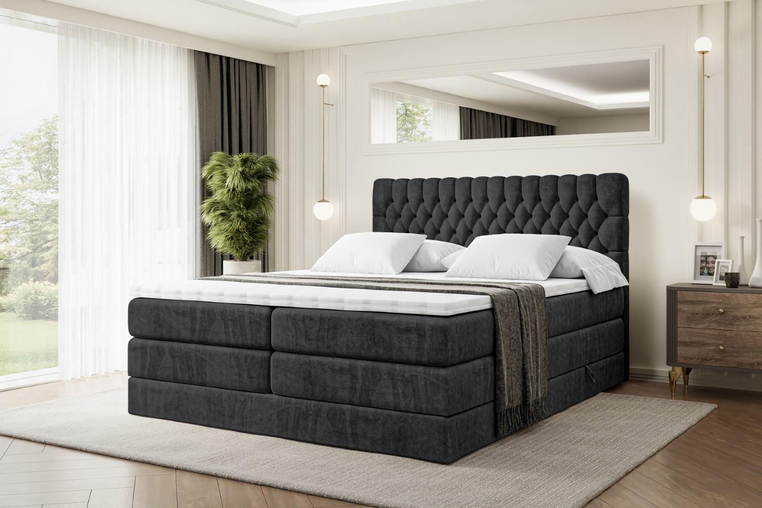 wohnli-moebel-suche-800001227331-1 BOXSPRINGBETT SERENE KING - 160 x 200 - H3/H4 - Schwarz Holzwerkstoff ALTDECOR Möbel > Betten > Boxspringbetten Schwarz