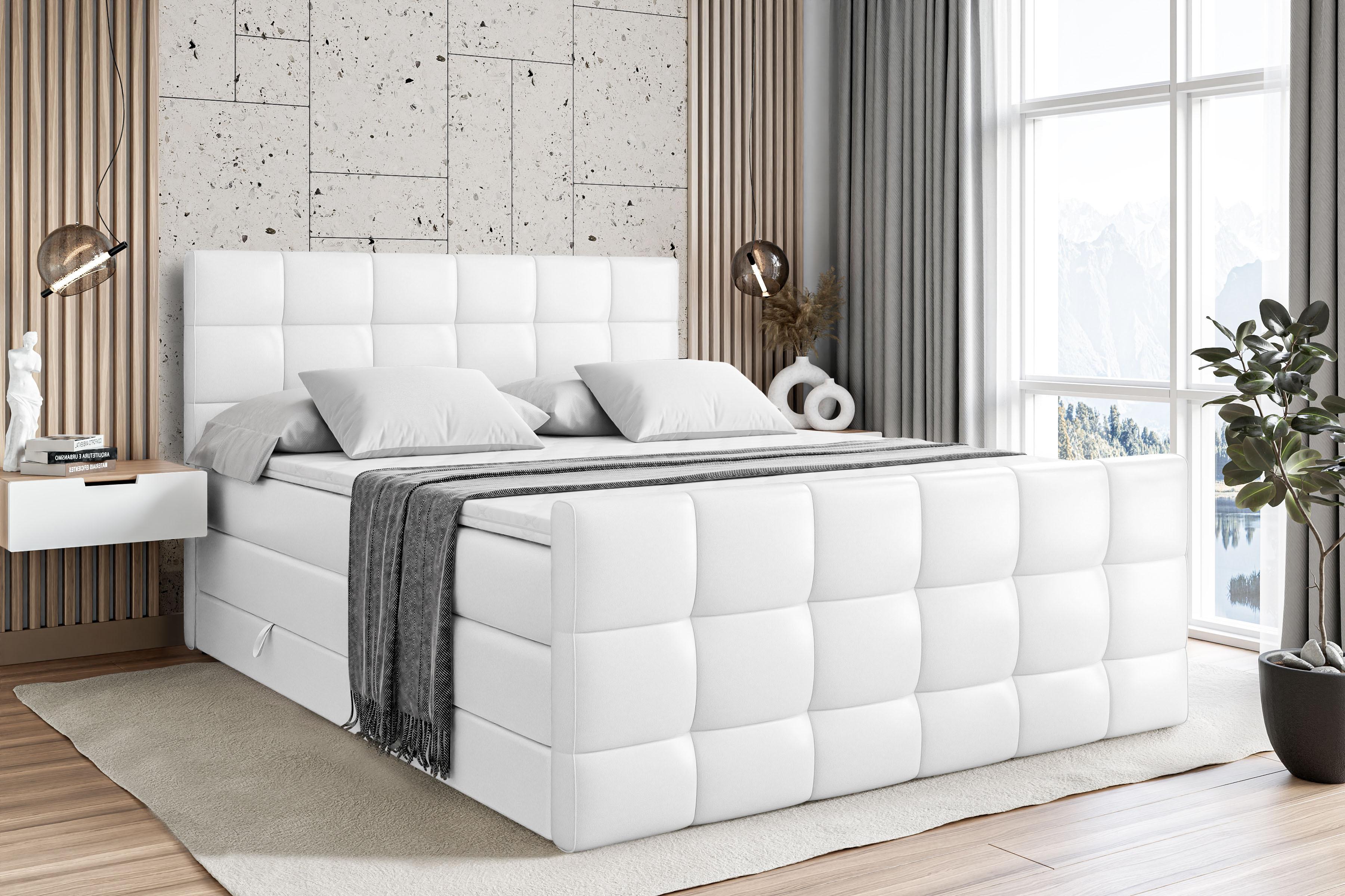 BOXSPRINGBETT APO-Z KING - 160 x 200 - H3/H4 - Weiß Hochglanz Holzwerkstoff ALTDECOR Möbel > Betten > Boxspringbetten Weiß