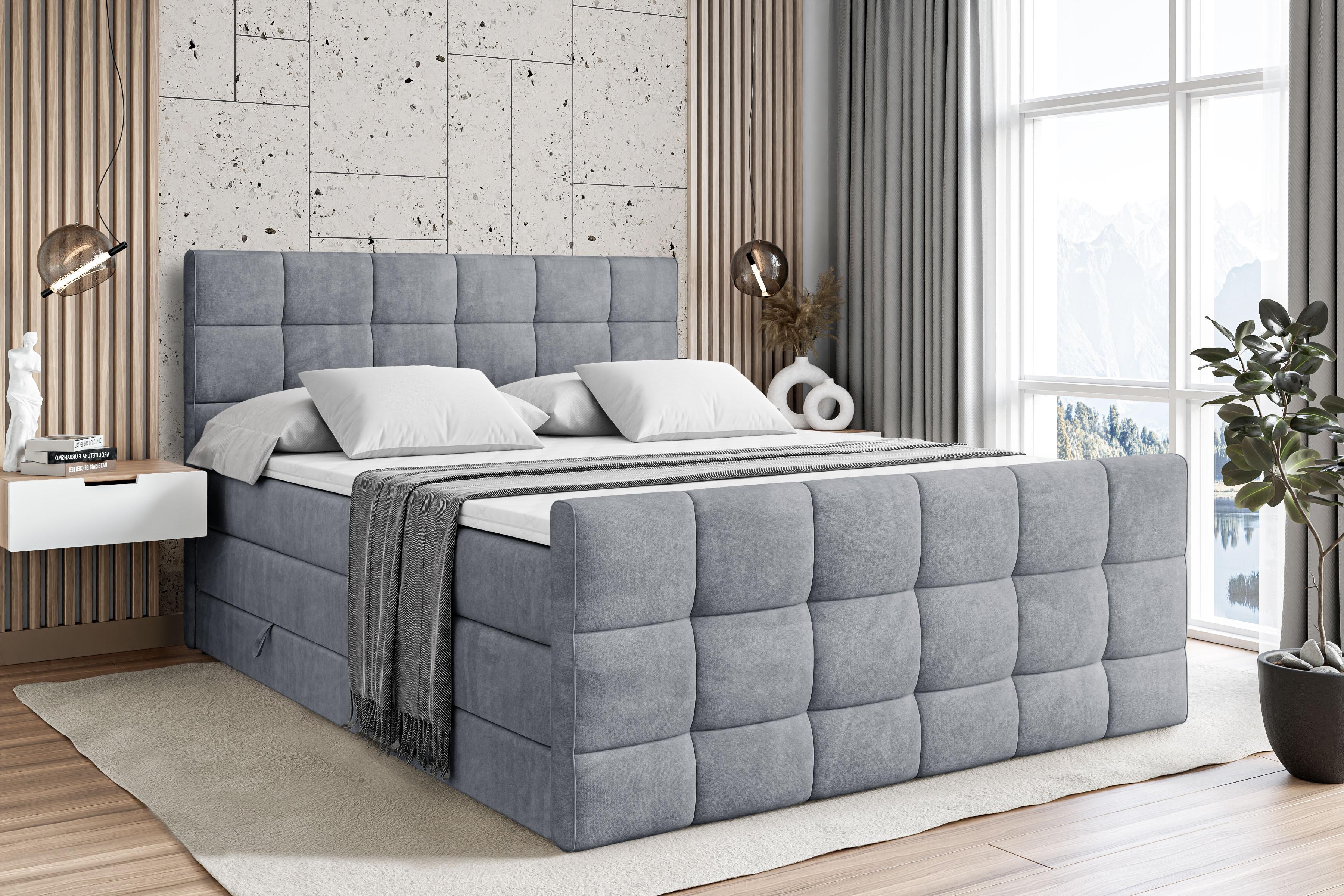 wohnli-moebel-suche-800001227338-1 BOXSPRINGBETT APO-Z KING - 200 x 200 - H3/H4 - Grau Holzwerkstoff ALTDECOR Möbel > Betten > Boxspringbetten Grau