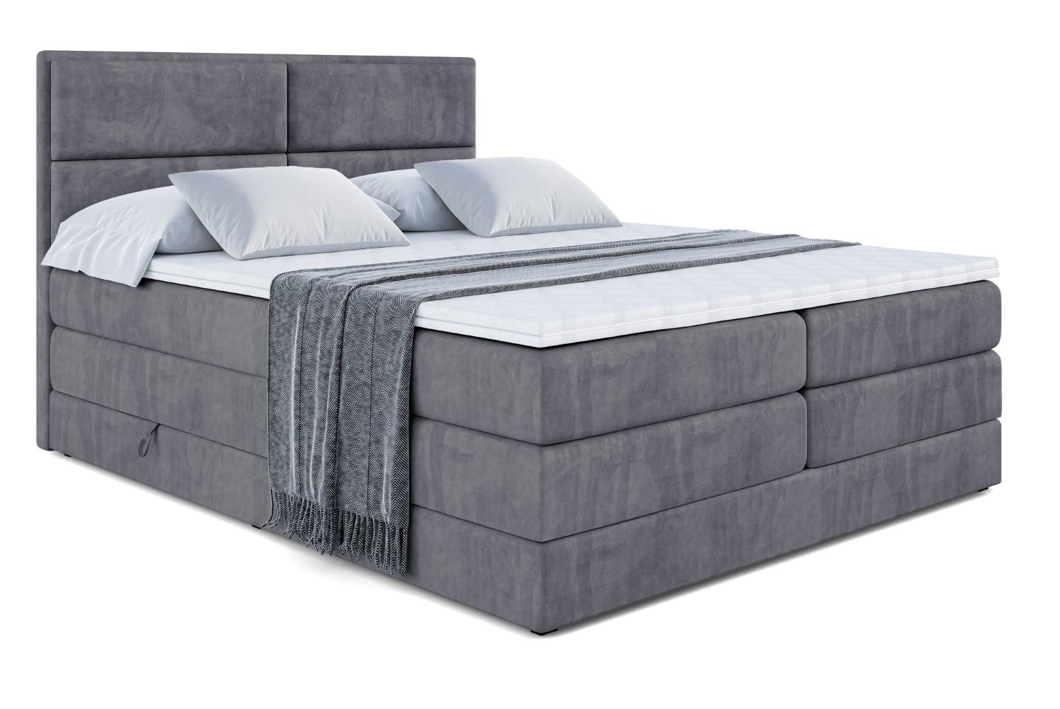 Wohnli Möbelsuche - BOXSPRINGBETT AURA KING - 120 x 200 - H3/H4 - Dunkelgrau