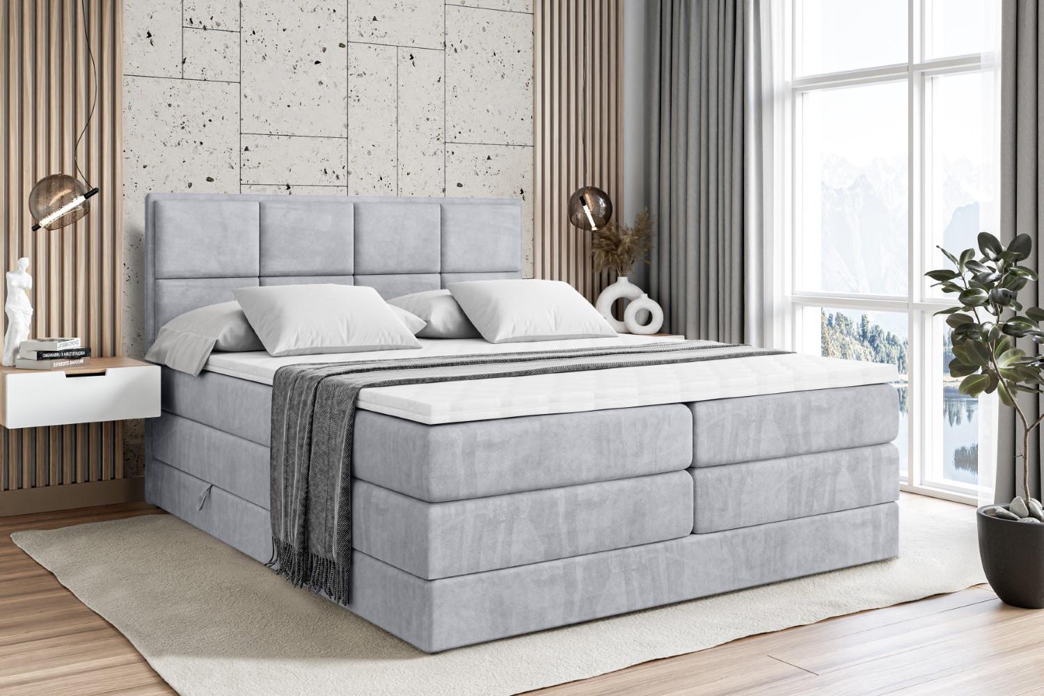 wohnli-moebel-suche-800001227421-1 BOXSPRINGBETT NOVA KING - 120 x 200 - H3/H4 - Hellgrau Holzwerkstoff ALTDECOR Möbel > Betten > Boxspringbetten Grau