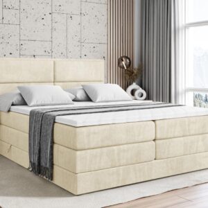 BOXSPRINGBETT AURA KING - 200 x 200 - H3/H4 - Beige Holzwerkstoff ALTDECOR Möbel > Betten > Boxspringbetten Beige