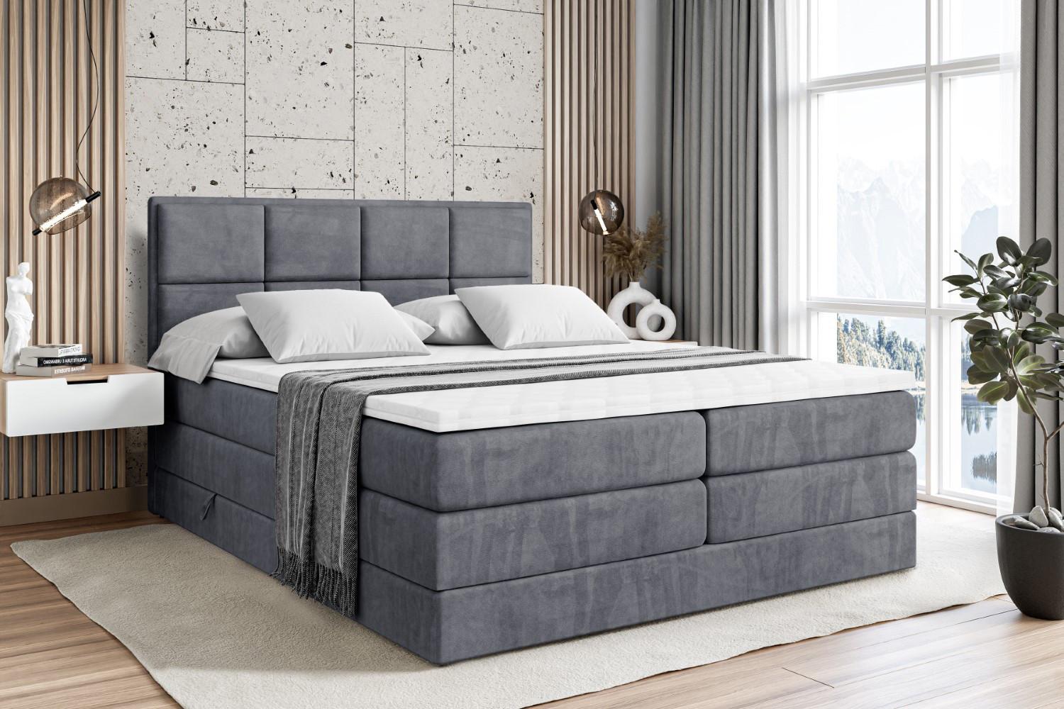 wohnli-moebel-suche-800001227482-1 BOXSPRINGBETT NOVA KING - 140 x 200 - H3/H4 - Dunkelgrau Holzwerkstoff ALTDECOR Möbel > Betten > Boxspringbetten Grau