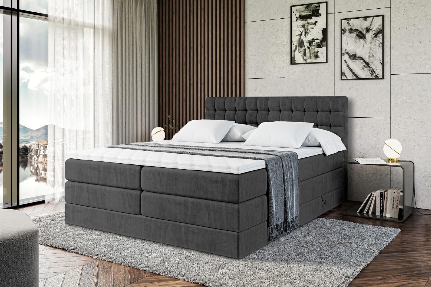 wohnli-moebel-suche-800001227490-1 BOXSPRINGBETT VIONE KING - 180 x 200 - H3/H4 - Schwarz Holzwerkstoff ALTDECOR Möbel > Betten > Boxspringbetten Schwarz