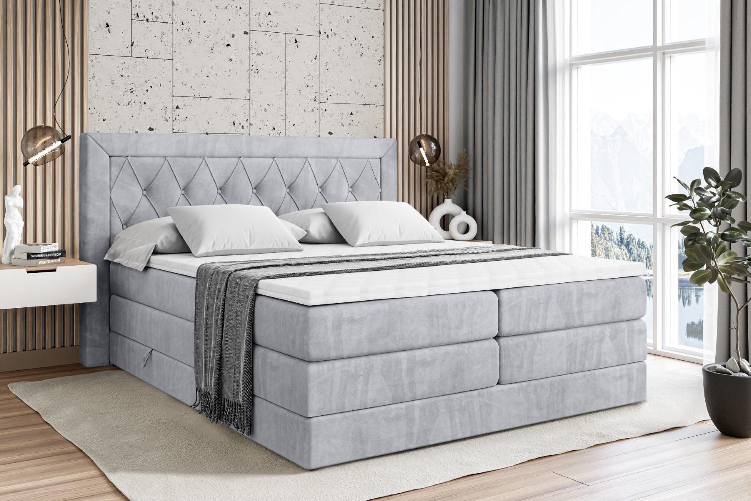 wohnli-moebel-suche-800001227553-1 BOXSPRINGBETT NOEL KING - 180 x 200 - H3/H4 - Hellgrau Holzwerkstoff ALTDECOR Möbel > Betten > Boxspringbetten Grau