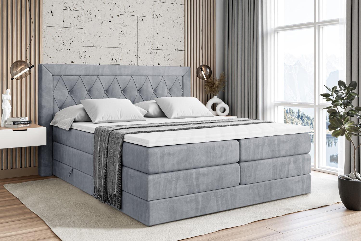 wohnli-moebel-suche-800001227573-1 BOXSPRINGBETT NOEL KING - 180 x 200 - H3/H4 - Grau Holzwerkstoff ALTDECOR Möbel > Betten > Boxspringbetten Grau