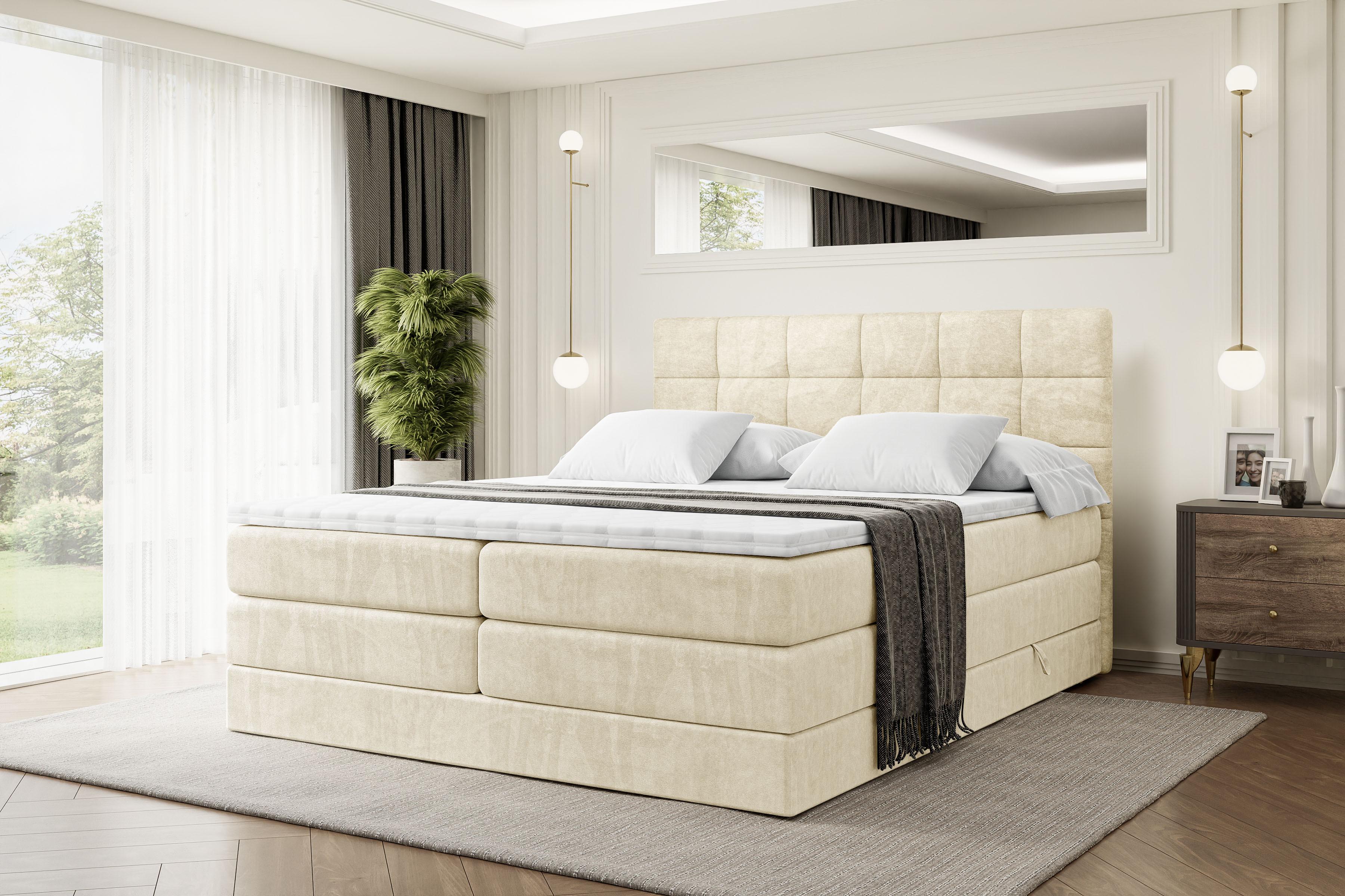 wohnli-moebel-suche-800001227578-1 BOXSPRINGBETT BRUGO KING - 160 x 200 - H3/H4 - Beige Holzwerkstoff ALTDECOR Möbel > Betten > Boxspringbetten Beige