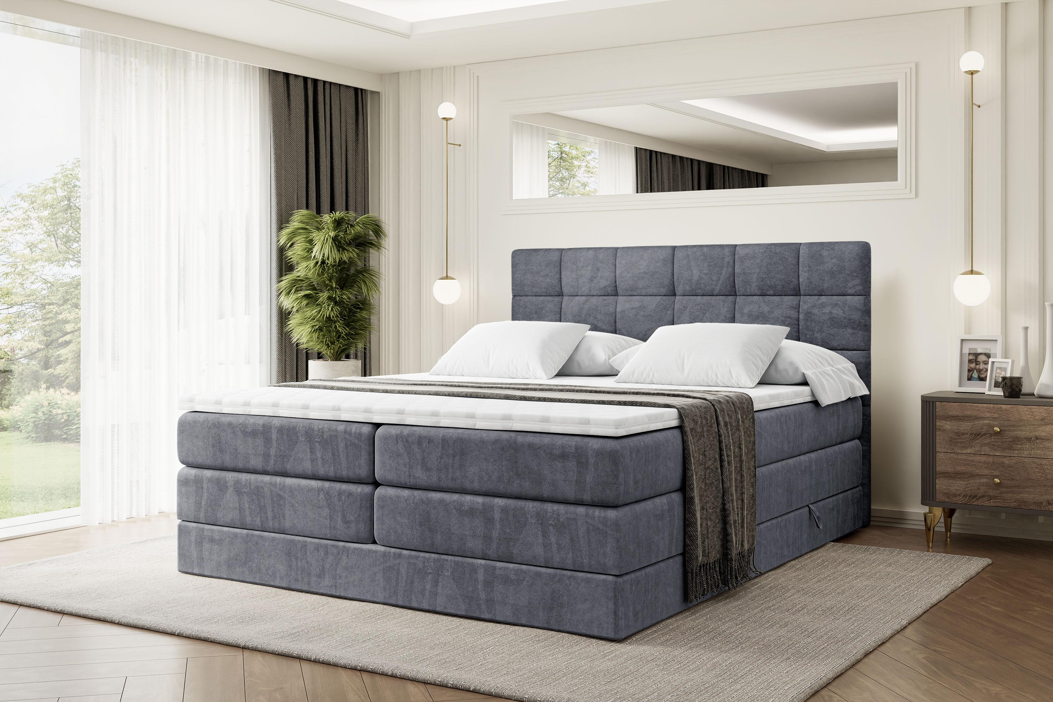 wohnli-moebel-suche-800001227583-1 BOXSPRINGBETT BRUGO KING - 160 x 200 - H3/H4 - Dunkelgrau Holzwerkstoff ALTDECOR Möbel > Betten > Boxspringbetten Grau