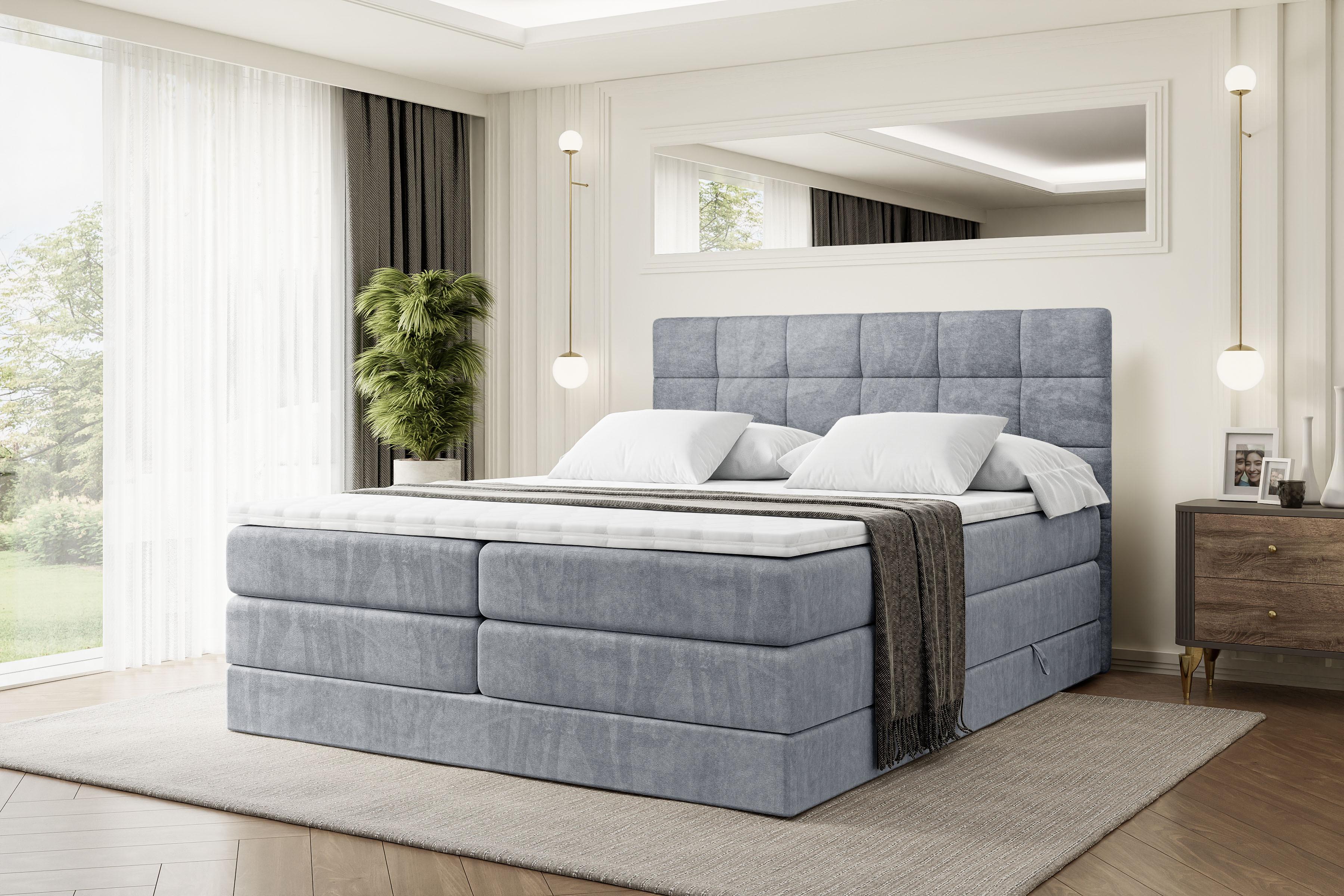 BOXSPRINGBETT BRUGO KING - 140 x 200 - H3/H4 - Grau Holzwerkstoff ALTDECOR Möbel > Betten > Boxspringbetten Grau