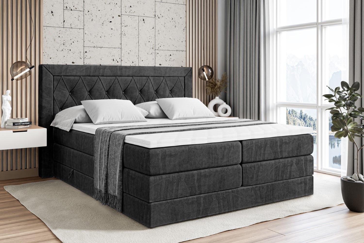 wohnli-moebel-suche-800001227657-1 BOXSPRINGBETT NOEL KING - 180 x 200 - H3/H4 - Schwarz Holzwerkstoff ALTDECOR Möbel > Betten > Boxspringbetten Schwarz